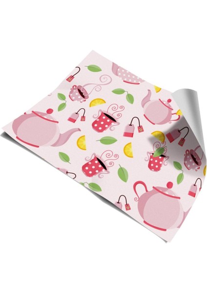 Mutfak Tezgah Arası Kendinden Yapışkanlı Folyo Çay Saati Pembe 60 cm x 100 cm modelleri