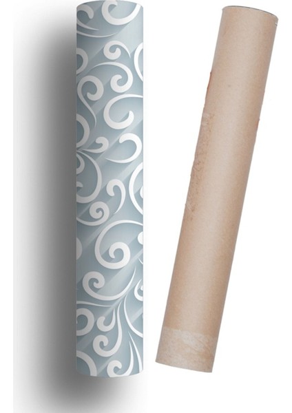 Mutfak Tezgah Arası Kendinden Yapışkanlı Folyo Kaplama Mavi Beyaz Kendinden Yapışkanlı 60 cm x 100 cm