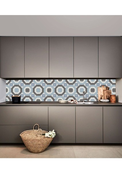 Mutfak Tezgah Arası Kendinden Yapışkanlı Folyo Kaplama Fayans Taş Desen 60 cm x 100 cm