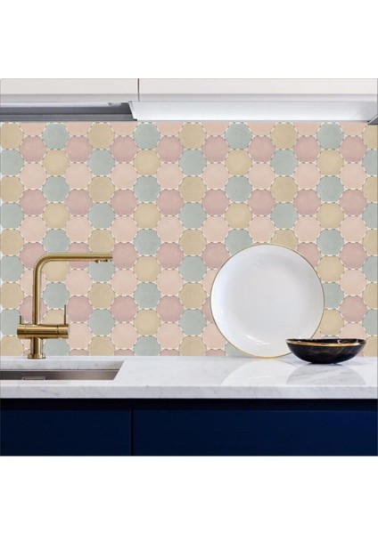 Mutfak Tezgah Arası Kendinden Yapışkanlı Folyo Kaplama Taş Desen Geometrik Soft Renk 60 cm x 100 cm