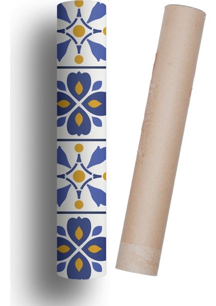 Mutfak Tezgah Arası Kendinden Yapışkanlı Folyo Kaplama Nostajik Fayans Desen 60 cm x 100 cm