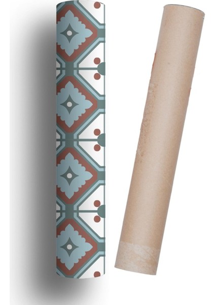 Mutfak Tezgah Arası Kendinden Yapışkanlı Folyo Kaplama Turkuaz Fayans Desen 60 cm x 100 cm
