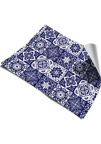 Mutfak Tezgah Arası Kendinden Yapışkanlı Folyo Kaplama Lacivert Fayans Desen 60 cm x 100 cm