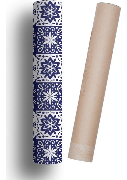 Mutfak Tezgah Arası Kendinden Yapışkanlı Folyo Kaplama Lacivert Fayans Desen 60 cm x 100 cm