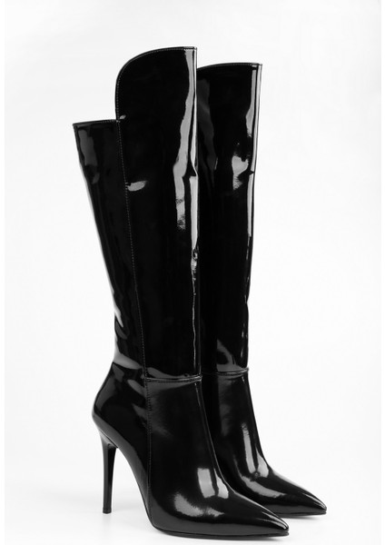 Kadın Gloss Siyah Rugan Çizme modelleri