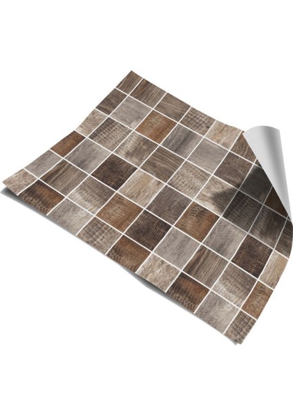 Mutfak Tezgah Arası Kendinden Yapışkanlı Folyo Kaplama Taş Ahşap Desen 60 cm x 100 cm