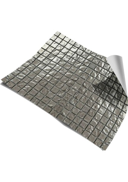 Mutfak Tezgah Arası Folyo Kaplama Taş Desen Gümüş Renk fırsatları