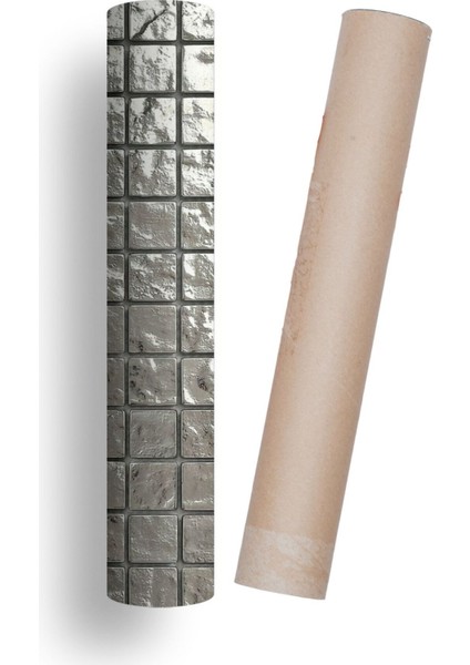 Mutfak Tezgah Arası Folyo Kaplama Taş Desen Gümüş Renk indirimleri