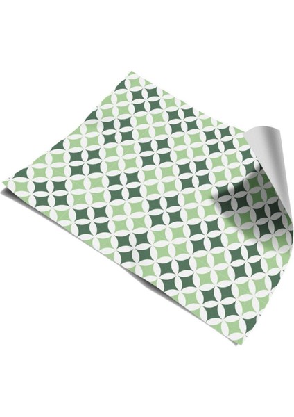Yeşil Beyaz Mutfak Tezgah Arası Kendinden Yapışkanlı Folyo Kaplama Fayans Taş Desen 60 cm x 100 cm