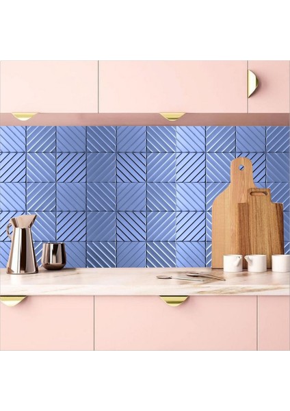 Mutfak Tezgah Arası Kendinden Yapışkanlı Folyo Kaplama Taş Desen Mavi Tonu 60 cm x 100 cm