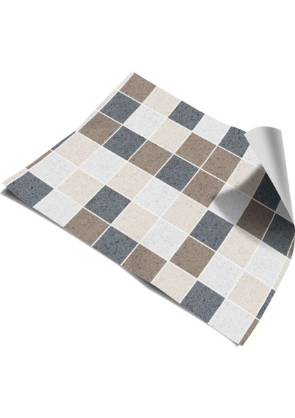 Mutfak Tezgah Arası Kendinden Yapışkanlı Folyo Kaplama Taş Desen Kare 60 cm x 100 x M