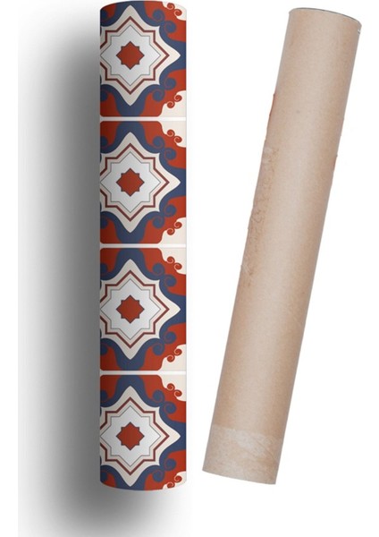 Mutfak Tezgah Arası Kendinden Yapışkanlı Folyo Kaplama Bordo Antik Fayans Desen 60 cm x 100 cm fırsatları