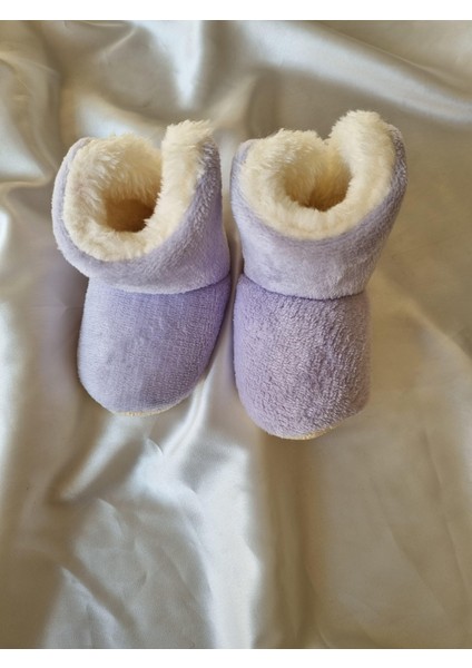 Peluş Bebek Tüylü Kaymaz Taban Patik 0-9 Ay Panduf