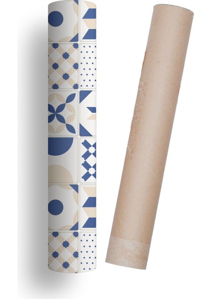 Mutfak Tezgah Arası Kendinden Yapışkanlı Folyo Kaplama Fayans Desen Geometrik Soft 60 cm x 100 cm