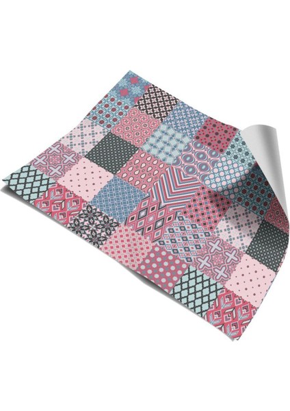 Mutfak Tezgah Arası Kendinden Yapışkanlı Folyo Kaplama Pembe Mavi 60 cm x 100 cm