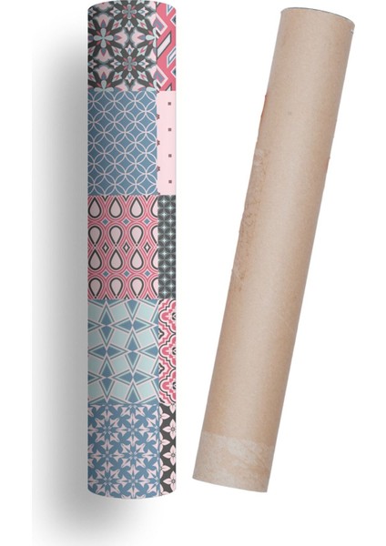 Mutfak Tezgah Arası Kendinden Yapışkanlı Folyo Kaplama Pembe Mavi 60 cm x 100 cm
