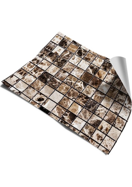 Mutfak Tezgah Arası Kendinden Yapışkanlı Folyo Kaplama Mozaik Taş Desen 60 cm x 100 cm