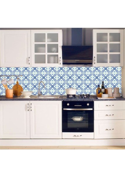 Mutfak Tezgah Arası Kendinden Yapışkanlı Folyo Kaplama Mavi 60 cm x 100 cm