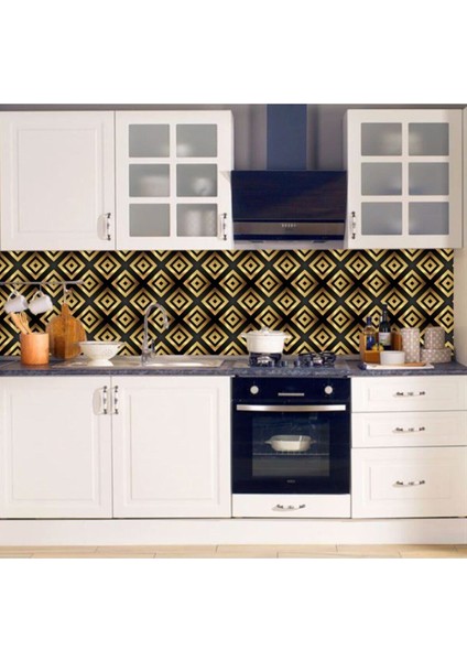 Mutfak Tezgah Arası Kendindenyapışkanlı Folyo Siyah Sarı Desen Taş 60 cm x 100 cm fiyatları