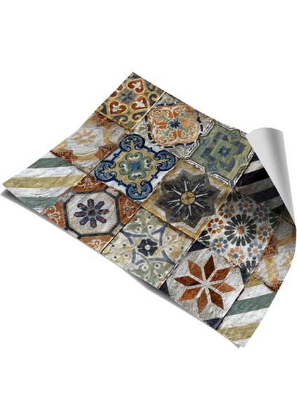 Mutfak Tezgah Arası Kendinden Yapışkanlı Folyo Kaplama Eskitme Taş Desen 60 cm x 100 cm