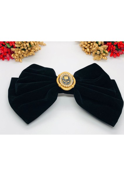 Çok Şık Kadife Siyah Büyük Boy Fiyonk Toka 🎀 Hediyelik- Özel Günler Için-Davet modelleri