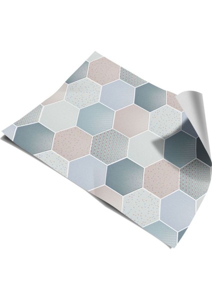 Mutfak Tezgah Arası Kendinden Yapışkanlı Folyo Kaplama Mermer Desen Altıgen Geometrik 60 cm x 100 cm fiyatları
