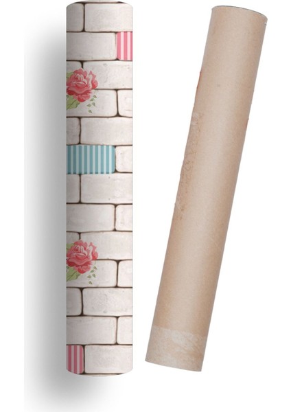 Mutfak Tezgah Arası Kendindenyapışkanlı Folyo Çiçekli Tuğla Taş Desen 60 cm x 100 cm fırsatları