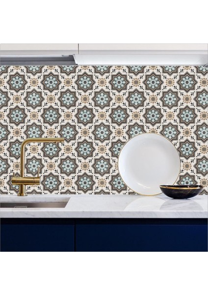 Mutfak Tezgah Arası Kendinden Yapışkanlı Folyo Kaplama Taş Desen Çiçek 60 cm x 100 cm fiyatları