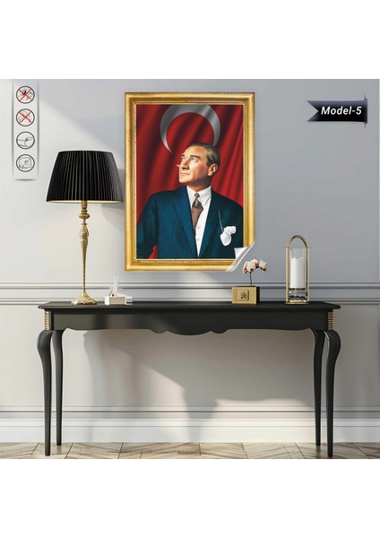 Statik Tutunma Özellikli Tablo - Poster Atatürk (Model- 5) 70 cm x 100 cm 13