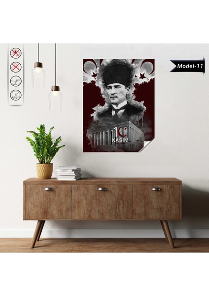 Statik Tutunma Özellikli Tablo - Poster Atatürk (Model- 11) 75 cm x 100 cm 13