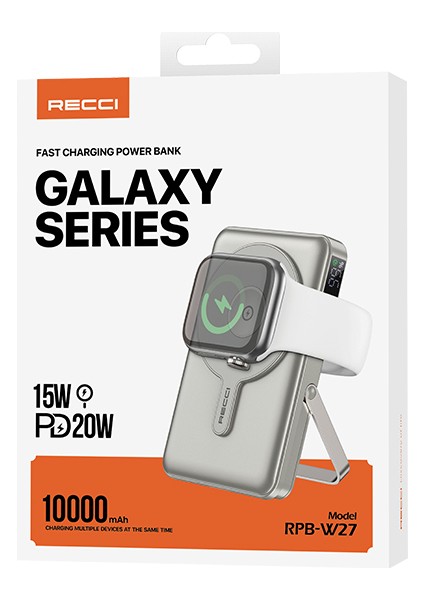 RPB-W27 Galaxy Serisi Magsafe Uyumlu Type-C ve Lightning Kablolu Powerbank 20W 10.000MAH Gold