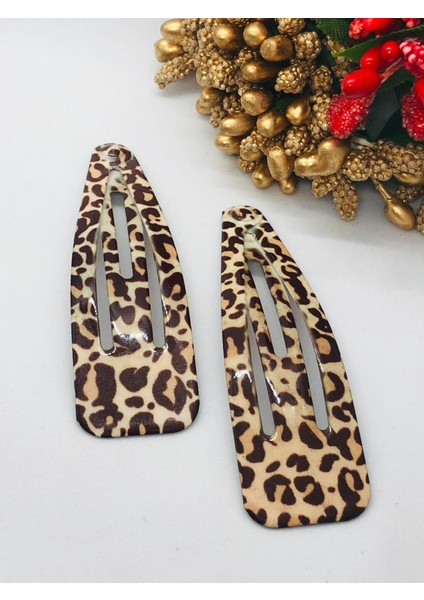 Çıtçıtlı Leopar Desenli Saç Tokası 2'li modelleri