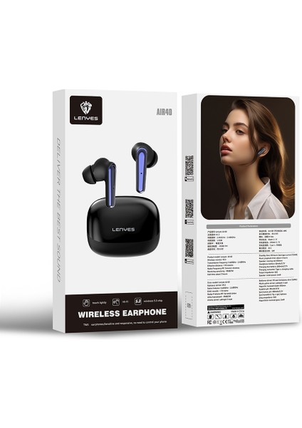 Air 40 Hi-Fi Ses Kaliteli Kulak Içi Bluetooth Kulaklık V5.3 Siyah