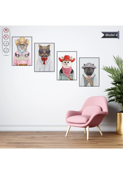 Statik Tutunma Özellikli Tablo - Poster Hayvan (Model- 6) 35 cm x 50 cm 13