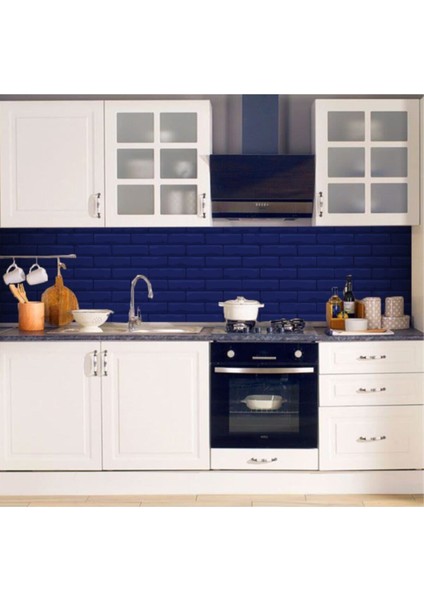 Mutfak Tezgah Arası Kendinden Yapışkanlı Folyo Tuğla Taş Lacivert 60 cm x 100 cm fiyatları