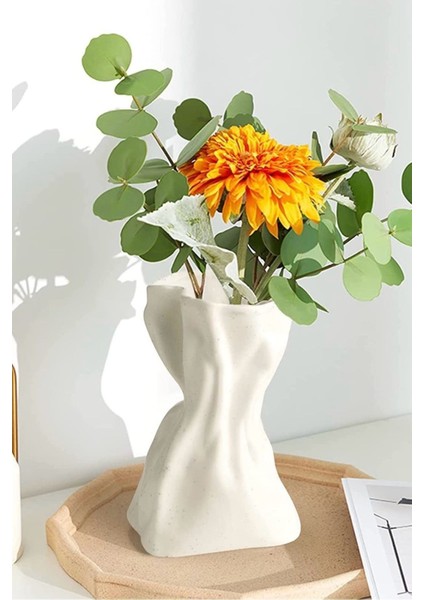 Dağınık Şekilli Dekoratif Beton Vazo | Beyaz modelleri