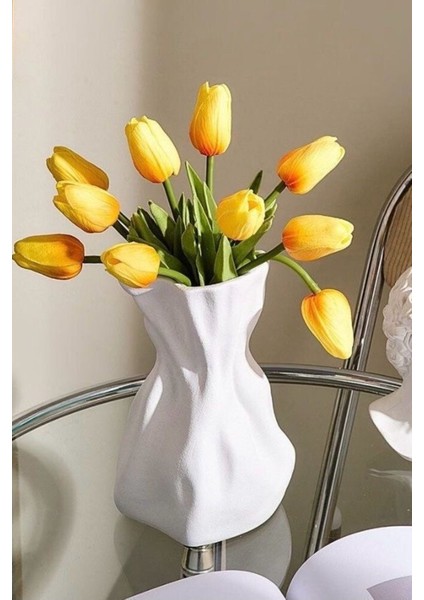 Dağınık Şekilli Dekoratif Beton Vazo | Beyaz indirimleri