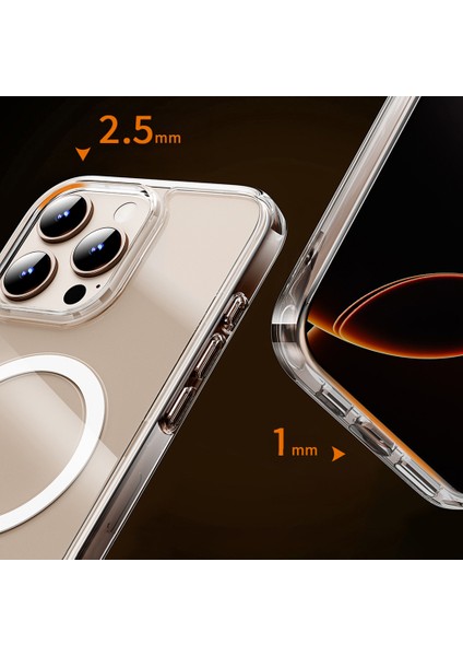 iPhone 16 Pro Uyumlu Kılıf Magsafe Şarj Özellikli Wiwu MCC-102 Magnetic Crystal Sert Pc Kapak Şeffaf fırsatları