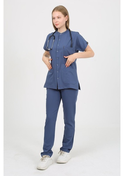 Freesia Hakim Yaka Indigo Uniforma (Likralı) Xl - Takım - Hayır Isim Yazılmasın fiyatları