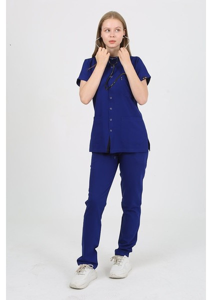 Freesia Hakim Yaka Saks Mavi Unisex Uniforma (Likralı) S - Takım - Hayır Isim Yazılmasın fiyatları