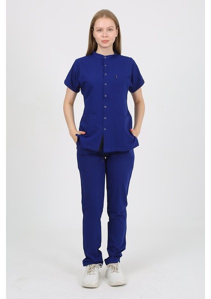 Freesia Hakim Yaka Saks Mavi Unisex Uniforma (Likralı) S - Takım - Hayır Isim Yazılmasın modelleri