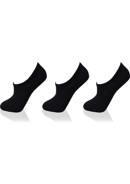 1108 Yuvarlak Lastik 3'Lü Sneaker Çorap Siyah