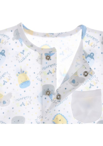 Baby Night Store Desenli %100 Pamuklu Cep Detaylı Bebek Geceliği