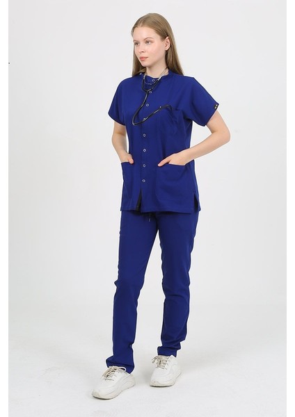 Freesia Hakim Yaka Saks Mavi Unisex Uniforma (Likralı) 2xs - Takım - Hayır Isim Yazılmasın