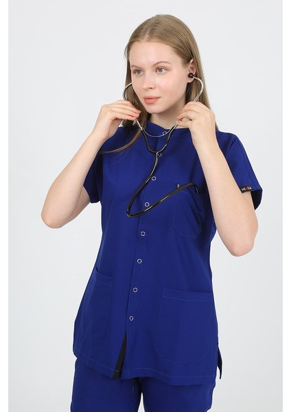 Freesia Hakim Yaka Saks Mavi Unisex Uniforma (Likralı) 2xs - Takım - Hayır Isim Yazılmasın