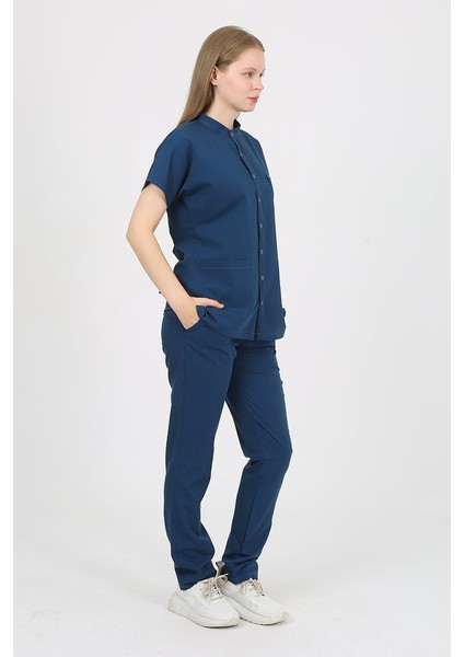 Freesia Hakim Yaka Petrol Mavi Unisex Uniforma (Likralı) 2xs - Takım - Hayır Isim Yazılmasın