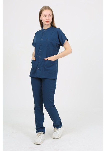 Freesia Hakim Yaka Petrol Mavi Unisex Uniforma (Likralı) M - Takım - Hayır Isim Yazılmasın