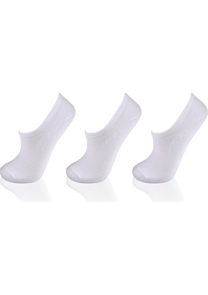 1108 Yuvarlak Lastik 3'Lü Sneaker Çorap Beyaz