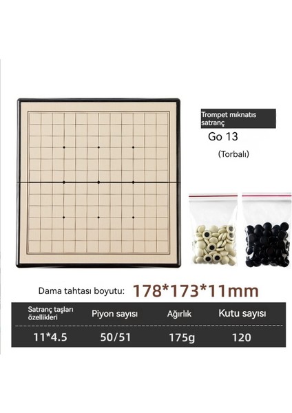 Çocuk 13 Yönlü Git Manyetik Gitmek Öğrenci Acemi Bulmaca Siyah ve Beyaz Satranç Taşları Katlanır Depolama Manyetik Satranç Tahtası (Yurt Dışından)