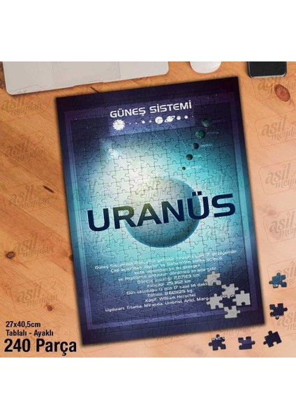 Asil Hobi Uranüs Gezegeni - Güneş Sistemi -Evren Yapboz - Ayak Destekli Çerçeveli 240 Parça Puzzle